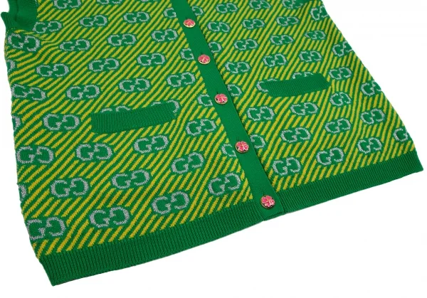 グッチGUCCI GGストライプジャガードニットベスト 緑黄M K-115048_007