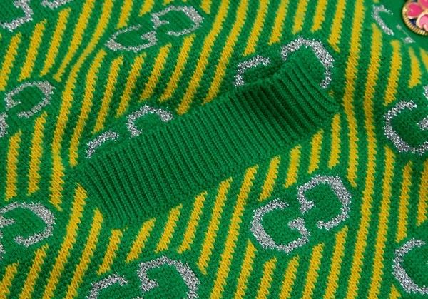 グッチGUCCI GGストライプジャガードニットベスト 緑黄M K-115048_008