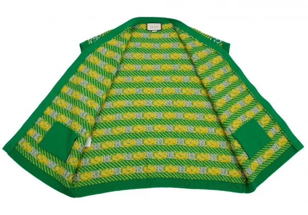 グッチGUCCI GGストライプジャガードニットベスト 緑黄M K-115048_009