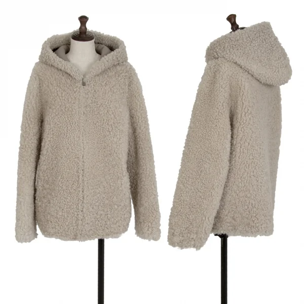 ダブルスタンダードクロージングDOUBLE STANDARD CLOTHING ボアムートンジップアップフーデッドジャケット グレージュ36 K-115054_001