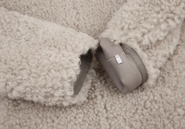 ダブルスタンダードクロージングDOUBLE STANDARD CLOTHING ボアムートンジップアップフーデッドジャケット グレージュ36 K-115054_006