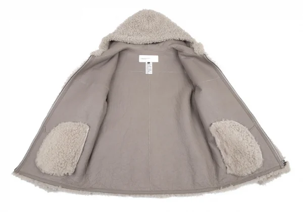 ダブルスタンダードクロージングDOUBLE STANDARD CLOTHING ボアムートンジップアップフーデッドジャケット グレージュ36 K-115054_009