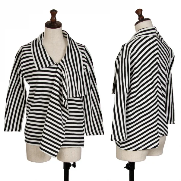 ジュンヤワタナベ コムデギャルソンJUNYA WATANABE COMME des GARCONS ボーダー切替天竺シャツ 白黒M位 K-115059_001