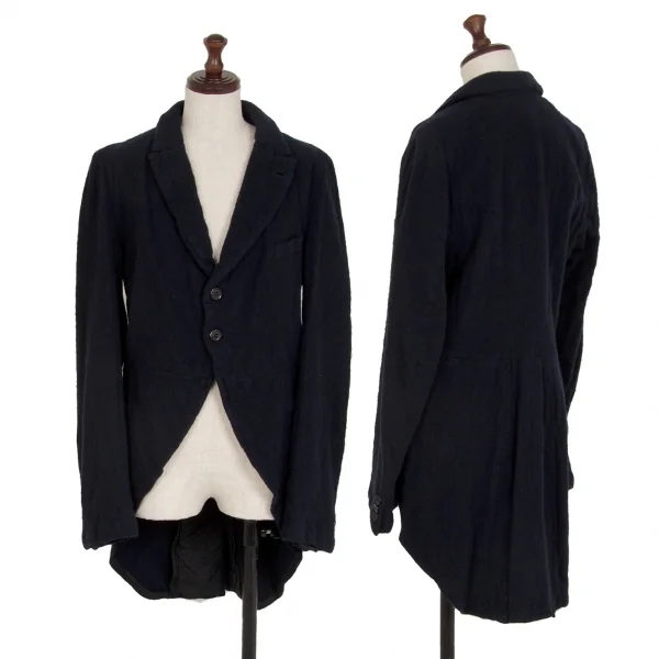 ローブドシャンブル コムデギャルソンrobe de chambre COMME des GARCONS 縮絨ウールモーニングジャケット 紺L K-115060_001