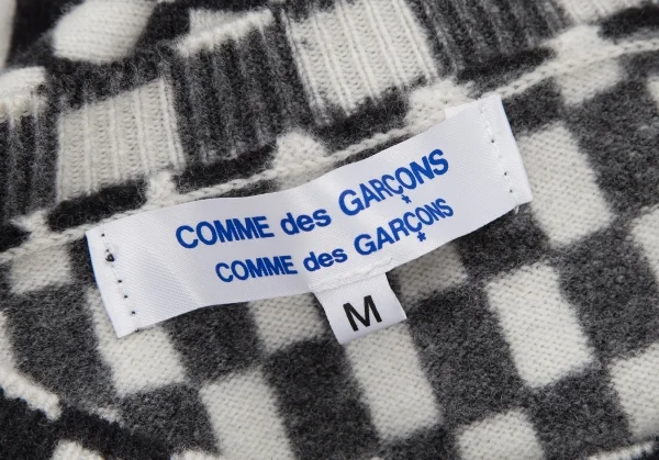 コムコム コムデギャルソンCOMME des GARCONSチェック柄ウールカーディガン 白黒M K-115064_011