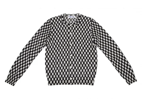コムコム コムデギャルソンCOMME des GARCONSチェック柄ウールカーディガン 白黒M K-115064_002