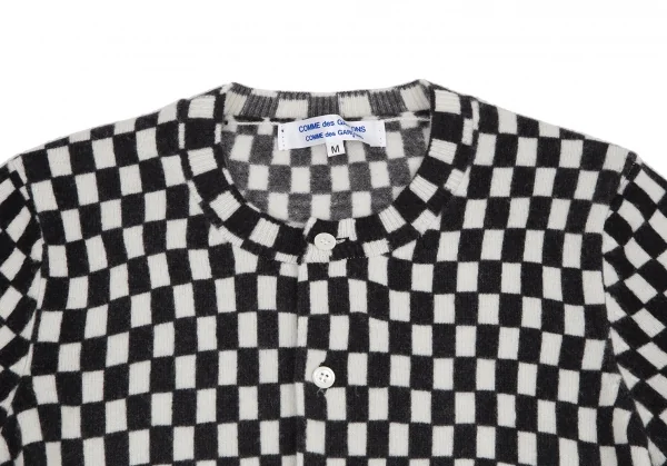 コムコム コムデギャルソンCOMME des GARCONSチェック柄ウールカーディガン 白黒M K-115064_003