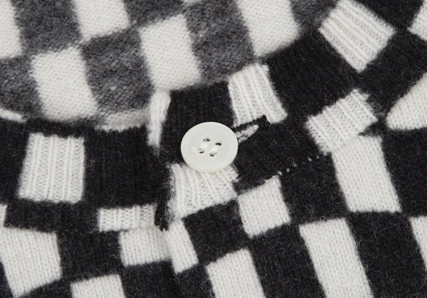 コムコム コムデギャルソンCOMME des GARCONSチェック柄ウールカーディガン 白黒M K-115064_004