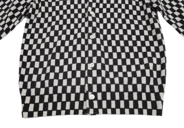 コムコム コムデギャルソンCOMME des GARCONSチェック柄ウールカーディガン 白黒M K-115064_007
