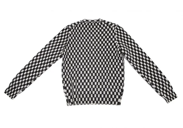 コムコム コムデギャルソンCOMME des GARCONSチェック柄ウールカーディガン 白黒M K-115064_009