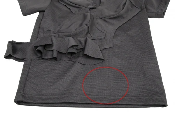 コムデギャルソンCOMME des GARCONS 生地貼り付け鹿の子半袖カットソー グレーS K-115071_010