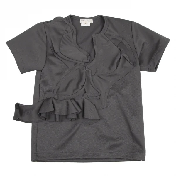コムデギャルソンCOMME des GARCONS 生地貼り付け鹿の子半袖カットソー グレーS K-115071_002