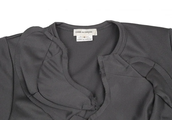 コムデギャルソンCOMME des GARCONS 生地貼り付け鹿の子半袖カットソー グレーS K-115071_004