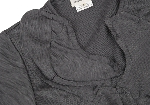 コムデギャルソンCOMME des GARCONS 生地貼り付け鹿の子半袖カットソー グレーS K-115071_005
