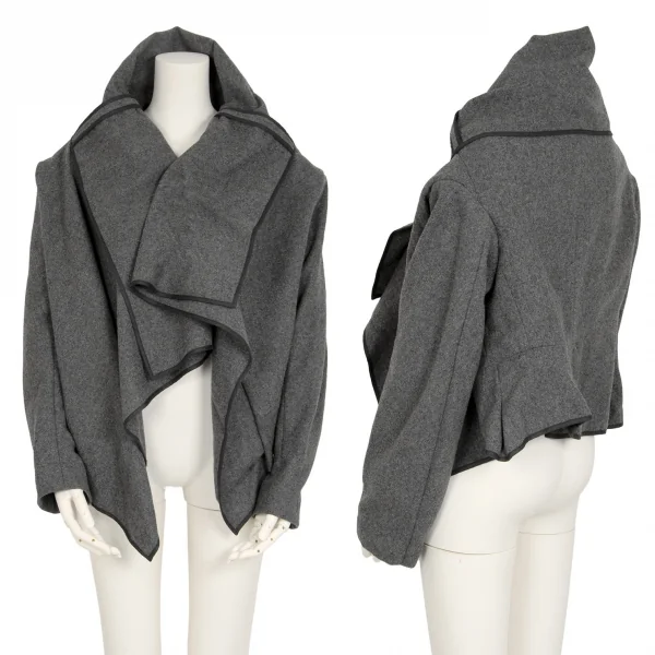 コムデギャルソンCOMME des GARCONSセーラーカラーボタンレスウールジャケット グレーM K-115079_001