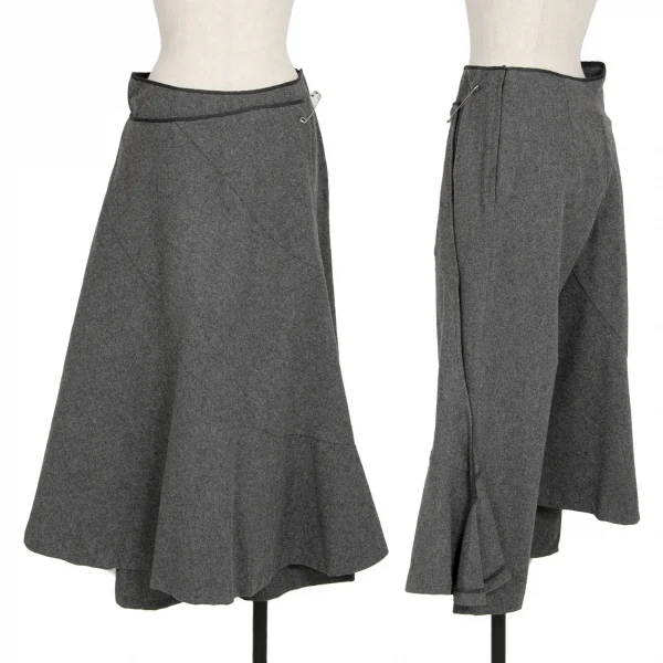 コムデギャルソンCOMME des GARCONS巻きスカートウールパンツ グレーM K-115080_001