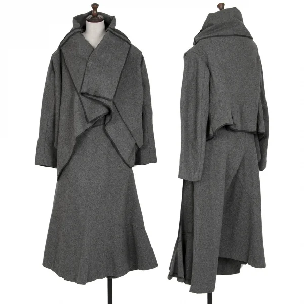 コムデギャルソンCOMME des GARCONS巻きスカートウールパンツ グレーM K-115080_013