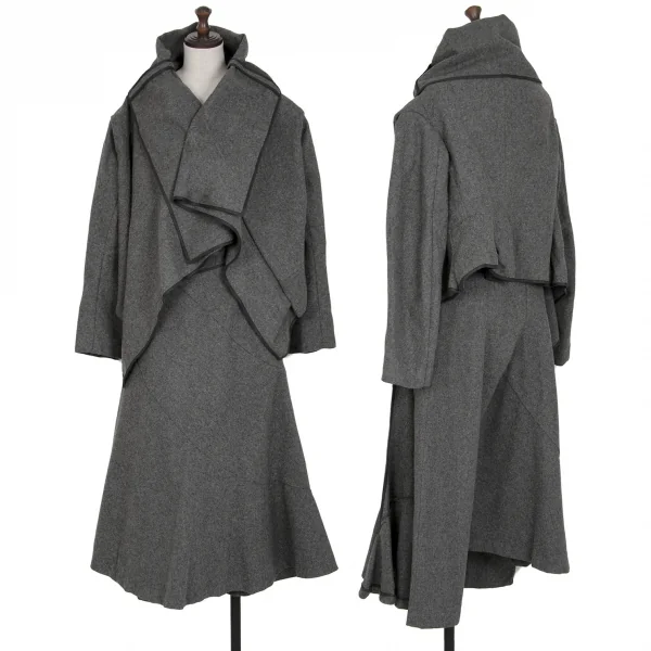 コムデギャルソンCOMME des GARCONSセーラーカラーボタンレスウールセットアップスーツ グレーM K-115081_001