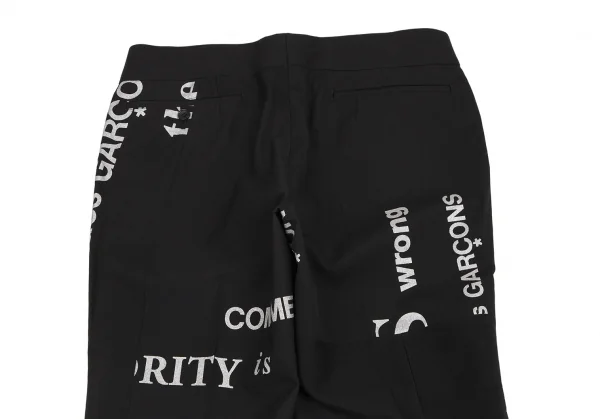 コムデギャルソンCOMME des GARCONS ロゴプリント切替ウールパンツ 黒L K-115085_011