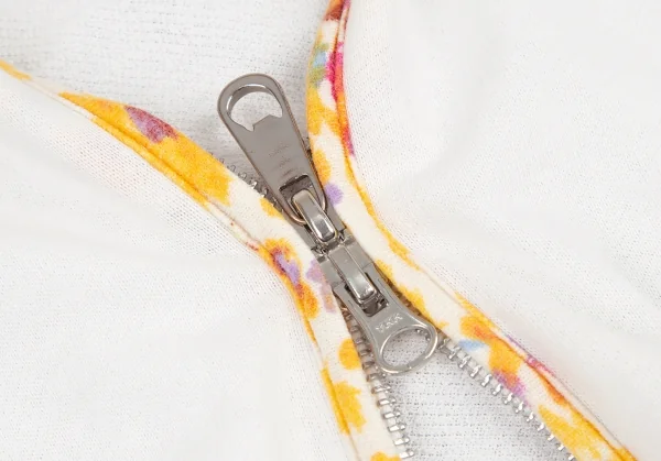 ツモリチサトTSUMORI CHISATO フローラルパイピングジップアップパーカー 白2 K-115102_010