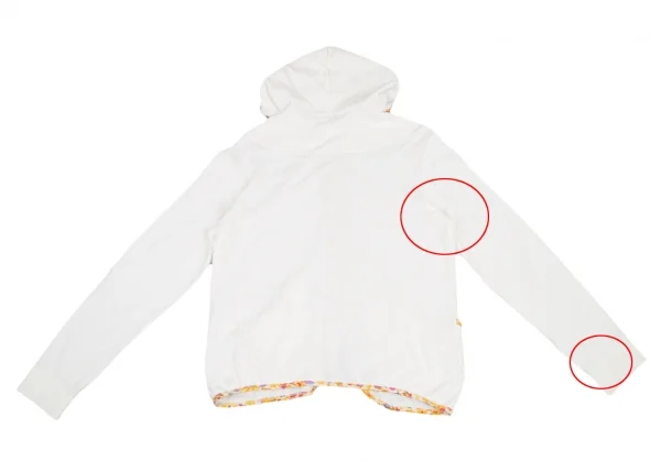 ツモリチサトTSUMORI CHISATO フローラルパイピングジップアップパーカー 白2 K-115102_012