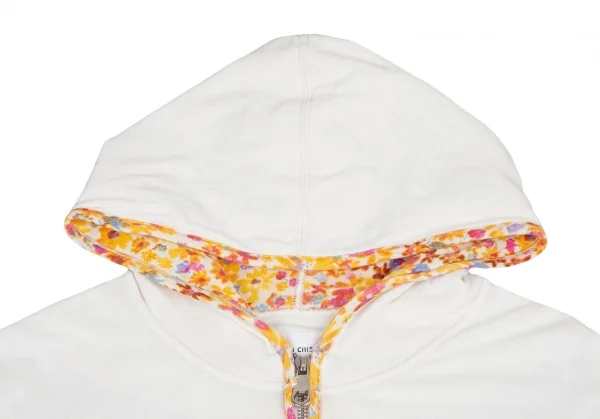 ツモリチサトTSUMORI CHISATO フローラルパイピングジップアップパーカー 白2 K-115102_003