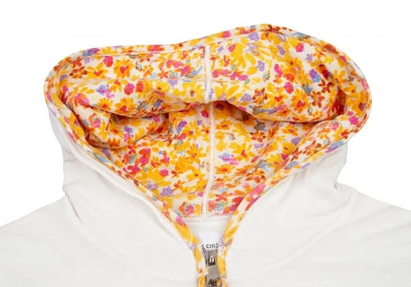 ツモリチサトTSUMORI CHISATO フローラルパイピングジップアップパーカー 白2 K-115102_004
