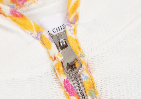 ツモリチサトTSUMORI CHISATO フローラルパイピングジップアップパーカー 白2 K-115102_005