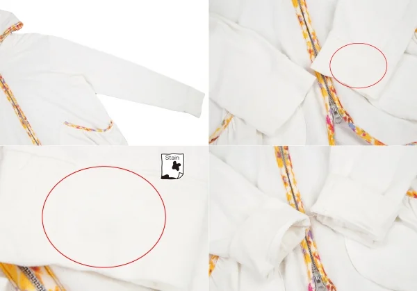 ツモリチサトTSUMORI CHISATO フローラルパイピングジップアップパーカー 白2 K-115102_006