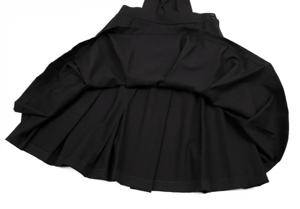 ブラックコムデギャルソンBLACK COMME des GARCONS ウールギャバプリーツ吊りスカート 黒XS K-115107_010
