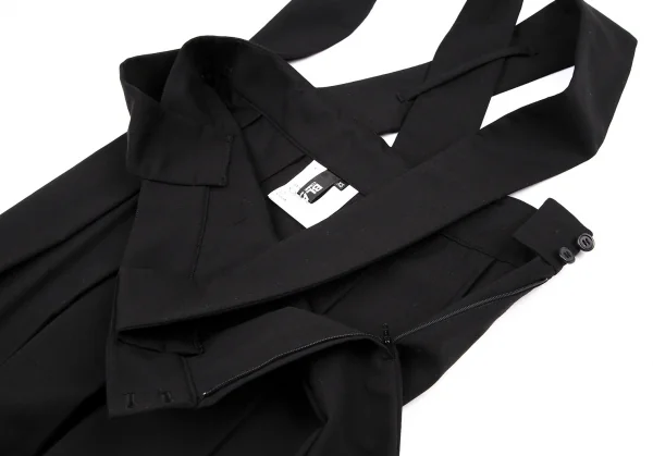 ブラックコムデギャルソンBLACK COMME des GARCONS ウールギャバプリーツ吊りスカート 黒XS K-115107_008