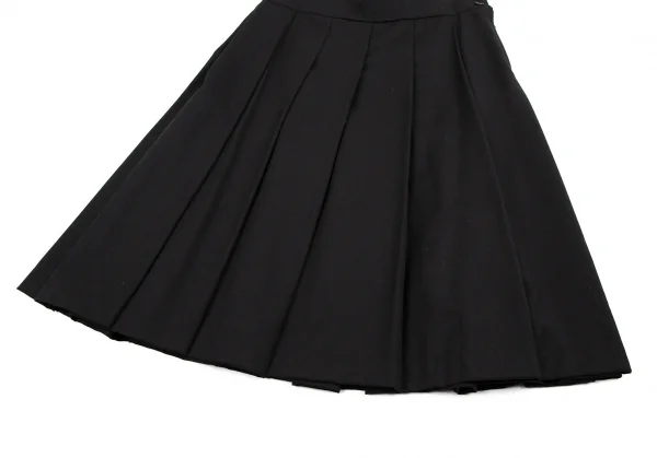 ブラックコムデギャルソンBLACK COMME des GARCONS ウールギャバプリーツ吊りスカート 黒XS K-115107_009