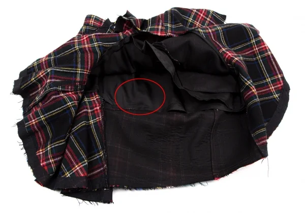 ジュンヤワタナベ コムデギャルソンJUNYA WATANABE COMME des GARCONS タータンチェックパンツカッティングラッフルスカート 紺赤青XS K-115110_010