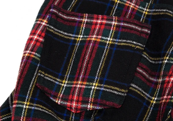 ジュンヤワタナベ コムデギャルソンJUNYA WATANABE COMME des GARCONS タータンチェックパンツカッティングラッフルスカート 紺赤青XS K-115110_013