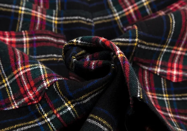 ジュンヤワタナベ コムデギャルソンJUNYA WATANABE COMME des GARCONS タータンチェックパンツカッティングラッフルスカート 紺赤青XS K-115110_014