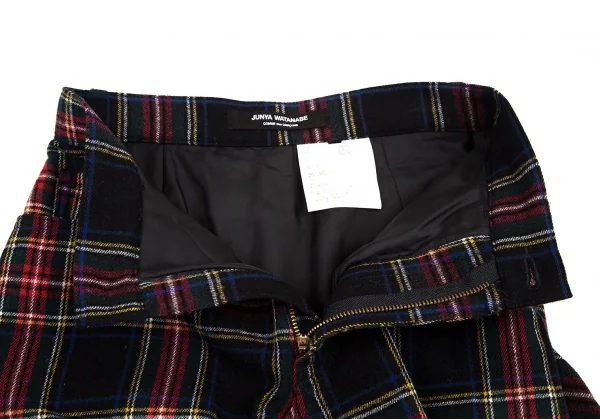 ジュンヤワタナベ コムデギャルソンJUNYA WATANABE COMME des GARCONS タータンチェックパンツカッティングラッフルスカート 紺赤青XS K-115110_005