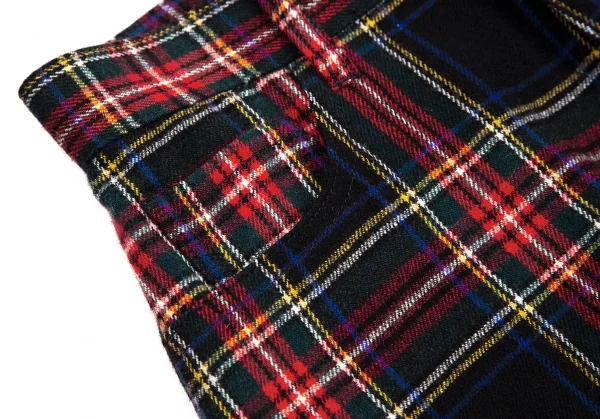 ジュンヤワタナベ コムデギャルソンJUNYA WATANABE COMME des GARCONS タータンチェックパンツカッティングラッフルスカート 紺赤青XS K-115110_006