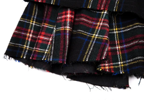 ジュンヤワタナベ コムデギャルソンJUNYA WATANABE COMME des GARCONS タータンチェックパンツカッティングラッフルスカート 紺赤青XS K-115110_008