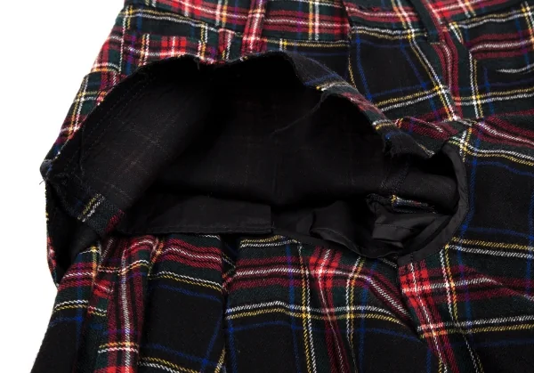 ジュンヤワタナベ コムデギャルソンJUNYA WATANABE COMME des GARCONS タータンチェックパンツカッティングラッフルスカート 紺赤青XS K-115110_009