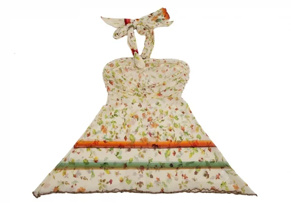 ジャンポールゴルチエJean Paul GAULTIER 小花プリントパワーネットホルターネックトップス クリームイエロー40 K-115130_010