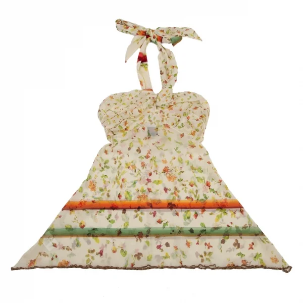 ジャンポールゴルチエJean Paul GAULTIER 小花プリントパワーネットホルターネックトップス クリームイエロー40 K-115130_002