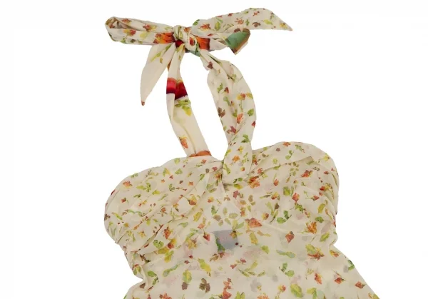 ジャンポールゴルチエJean Paul GAULTIER 小花プリントパワーネットホルターネックトップス クリームイエロー40 K-115130_003