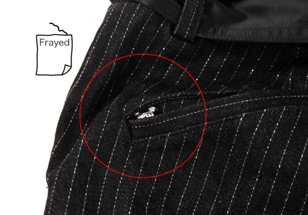 ジャンポールゴルチエJean Paul GAULTIER ベルト付きコットングリッターストライプフレアパンツ 黒40 K-115132_010