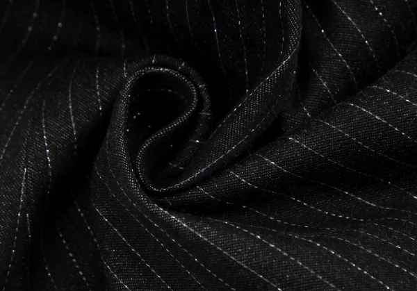 ジャンポールゴルチエJean Paul GAULTIER ベルト付きコットングリッターストライプフレアパンツ 黒40 K-115132_011