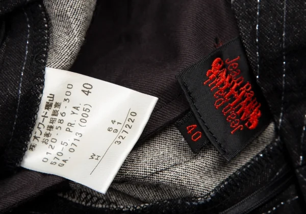 ジャンポールゴルチエJean Paul GAULTIER ベルト付きコットングリッターストライプフレアパンツ 黒40 K-115132_012