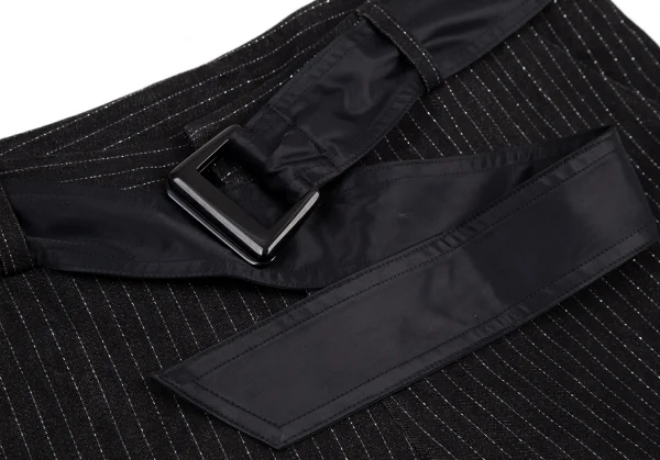ジャンポールゴルチエJean Paul GAULTIER ベルト付きコットングリッターストライプフレアパンツ 黒40 K-115132_003