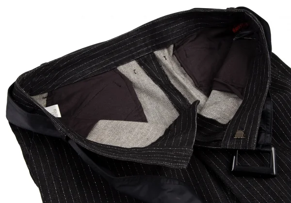 ジャンポールゴルチエJean Paul GAULTIER ベルト付きコットングリッターストライプフレアパンツ 黒40 K-115132_005