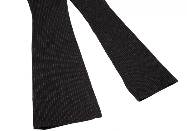 ジャンポールゴルチエJean Paul GAULTIER ベルト付きコットングリッターストライプフレアパンツ 黒40 K-115132_006