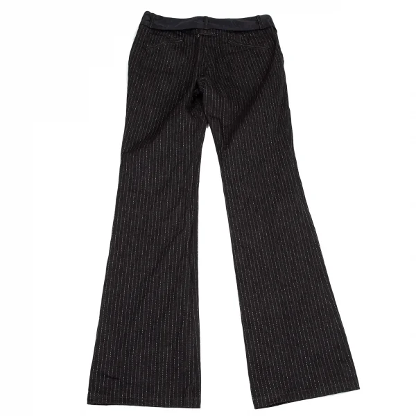 ジャンポールゴルチエJean Paul GAULTIER ベルト付きコットングリッターストライプフレアパンツ 黒40 K-115132_008