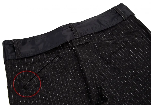 ジャンポールゴルチエJean Paul GAULTIER ベルト付きコットングリッターストライプフレアパンツ 黒40 K-115132_009